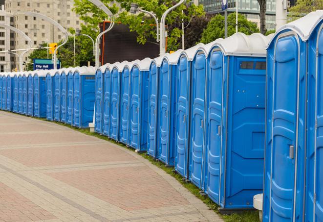 Seasonal porta potty units set up at a Phoenix, Arizona venue