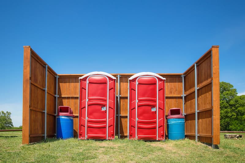 Short-term porta potty units staged for delivery in Phoenix, Arizona